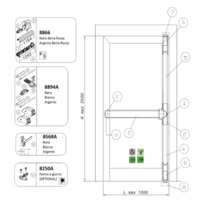 FAPIM OLTRE - Kit Antipanico Certificato con PushBar - 5 Punti di Chiusura (2A3)