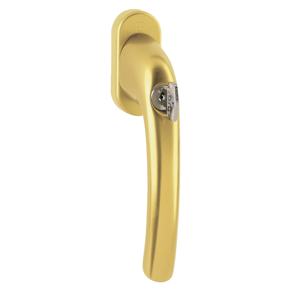Cremonese per finestre anta ribalta DK con pulsante Alluminio oro Cremonese per finestre anta ribalta DK con pulsante Alluminio oro