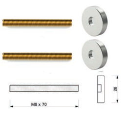 Kit fissaggio maniglione singolo per porte in legno, alluminio e vetro - Tropex Design